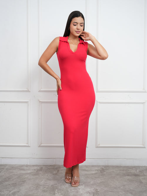 MAXIVESTIDO CAMISERO MANGA CERO