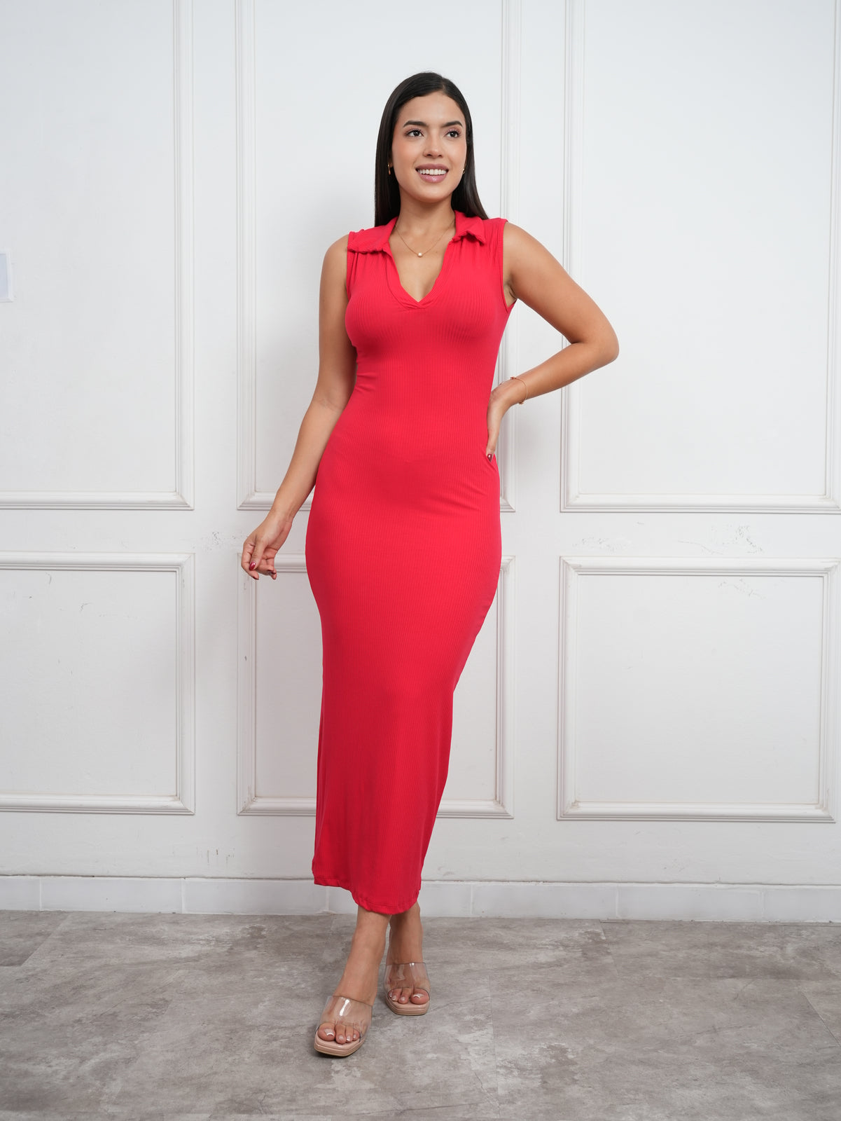 MAXIVESTIDO CAMISERO MANGA CERO