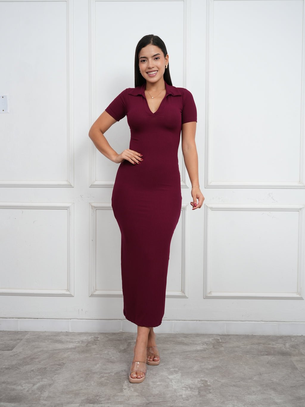 MAXIVESTIDO CAMISERO MANGA CORTA