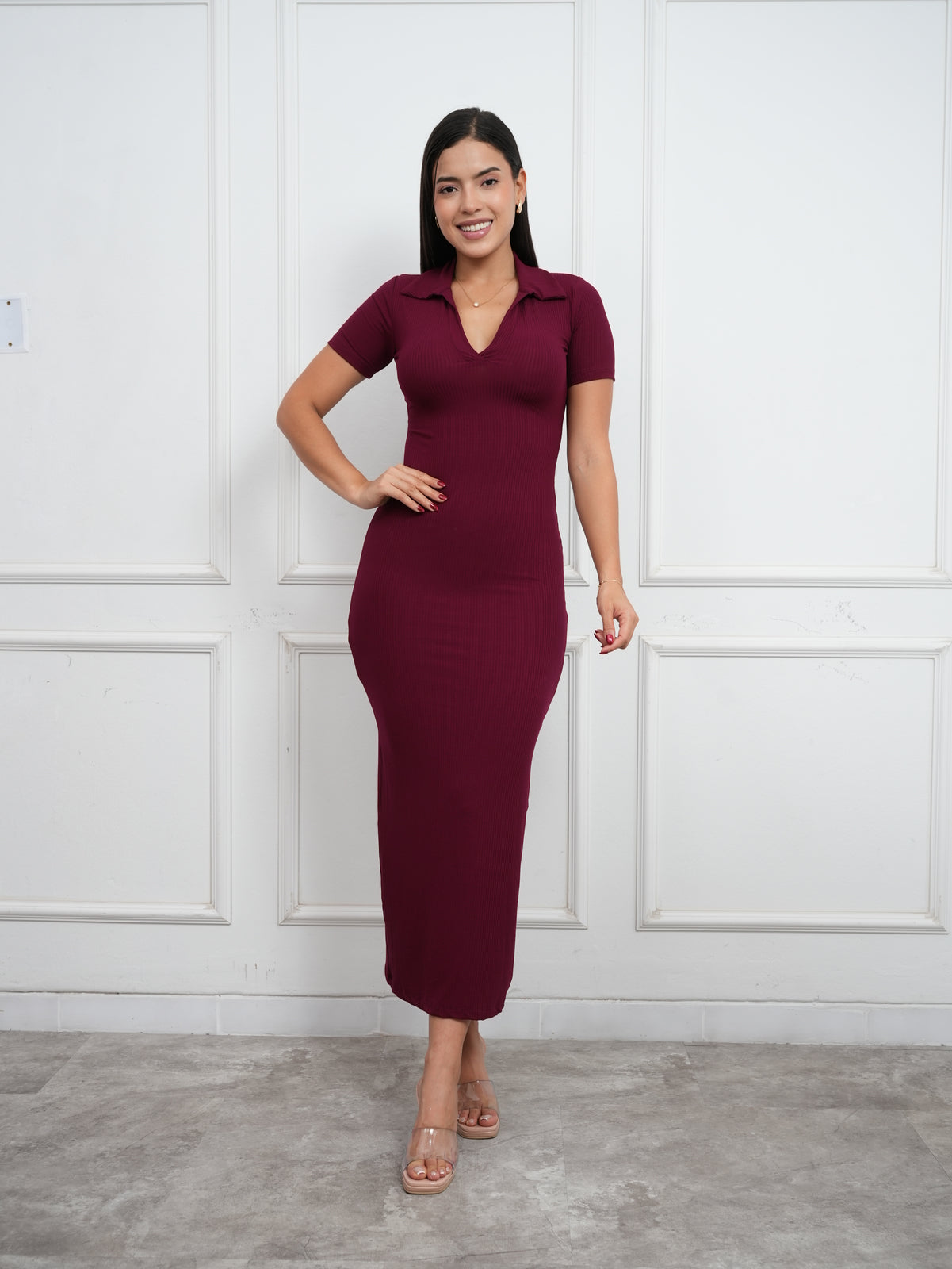 MAXIVESTIDO CAMISERO MANGA CORTA