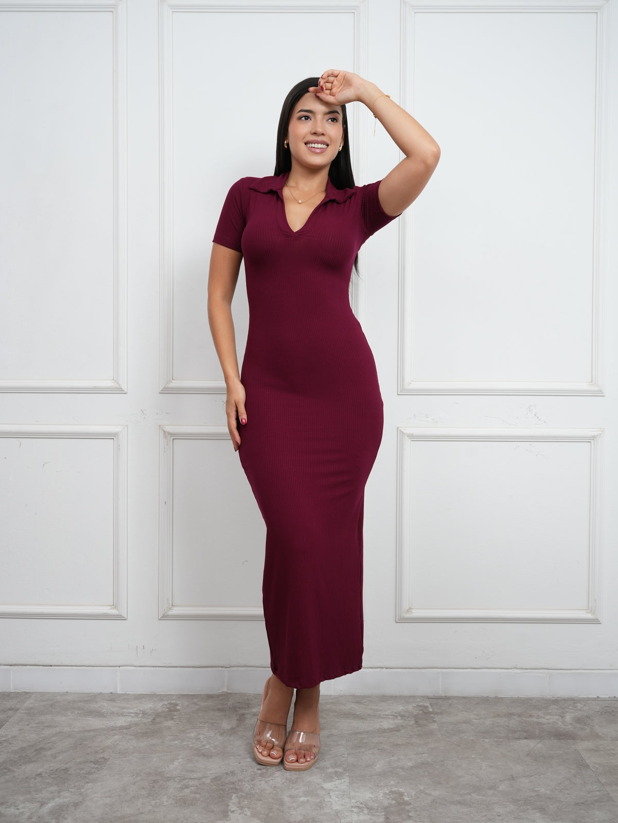 MAXIVESTIDO CAMISERO MANGA CORTA