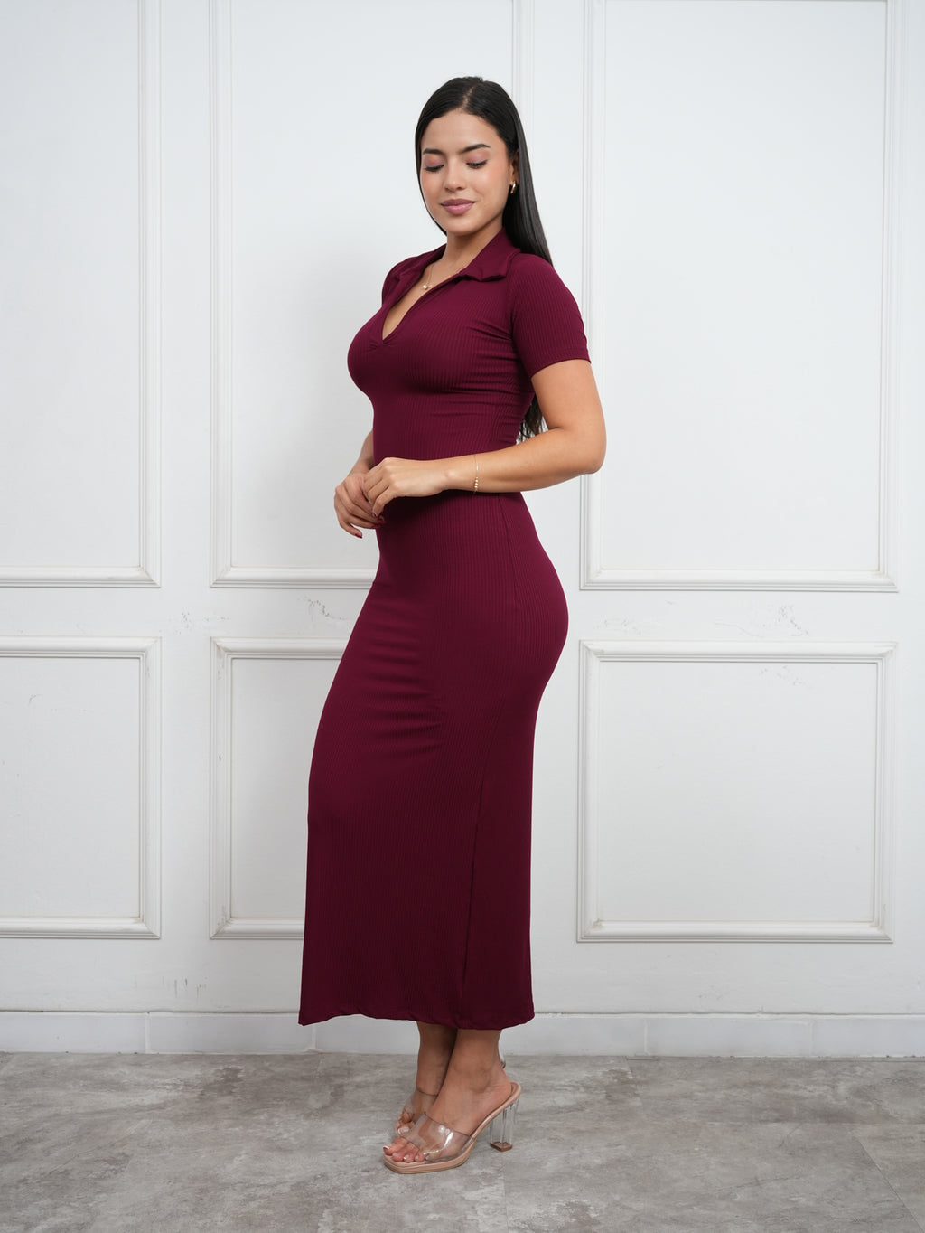 MAXIVESTIDO CAMISERO MANGA CORTA