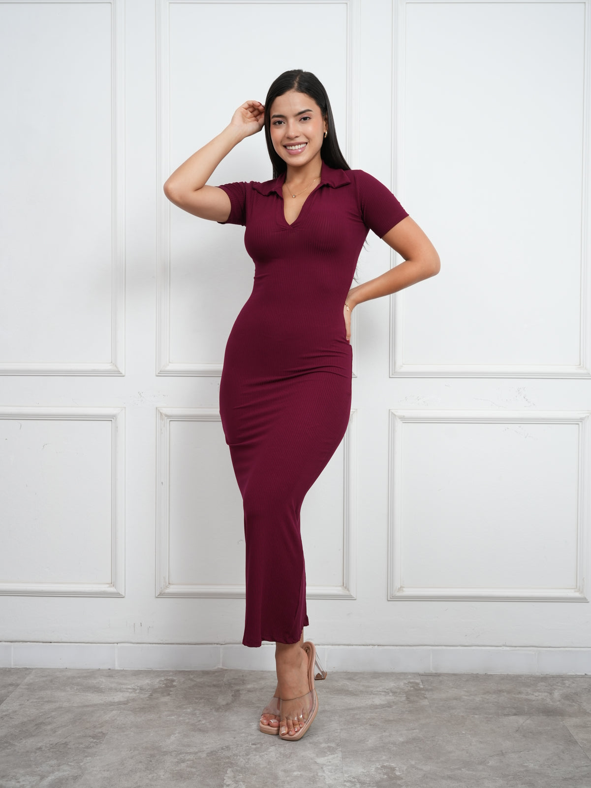 MAXIVESTIDO CAMISERO MANGA CORTA