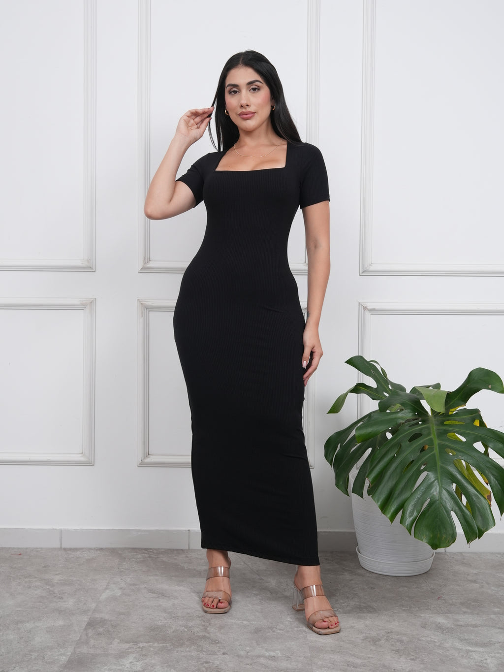 VESTIDO CUADRADO MANGA CORTA